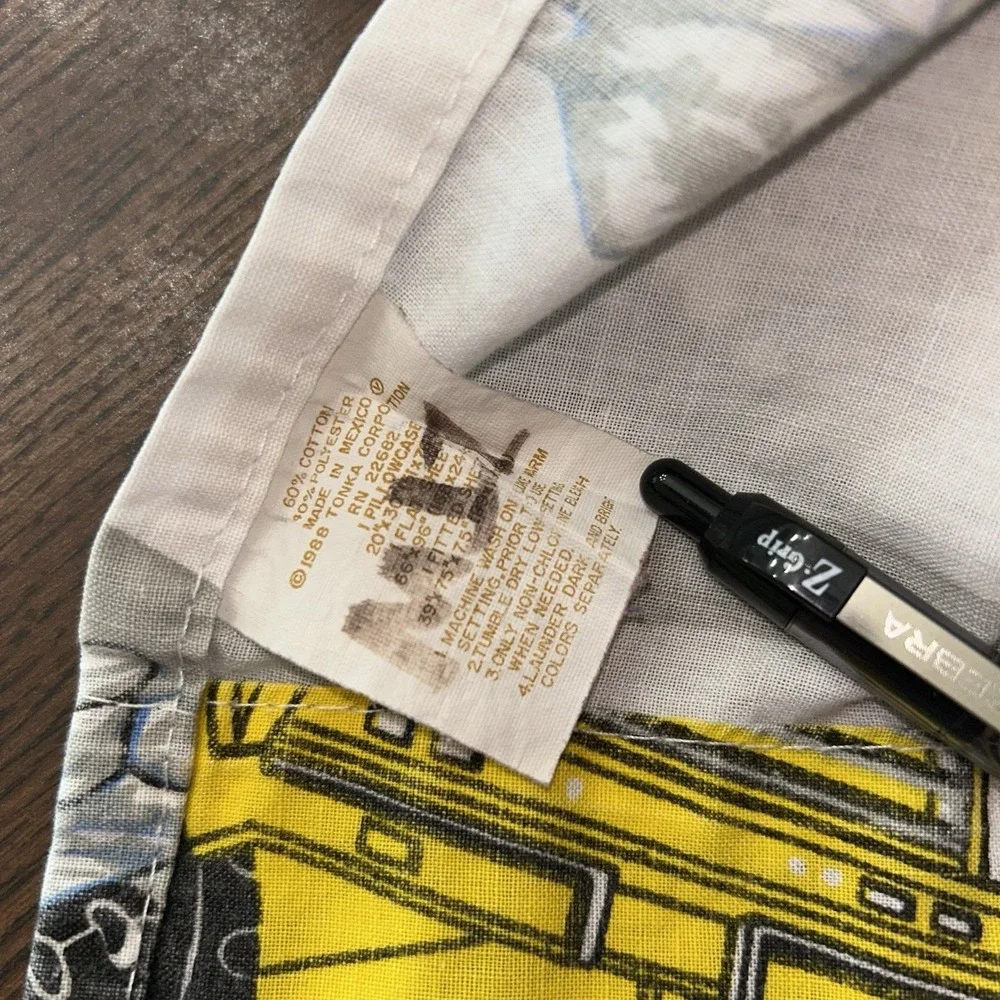Vintage Tonka Truck Flat And Fitted Sheet Set Construction Planes Fire trucks